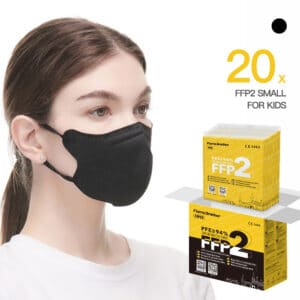 FlameBrother FFP2 Small Size Mask for Kids CE 1463 Certified FFP2 Respirator Masks 20pcs Black