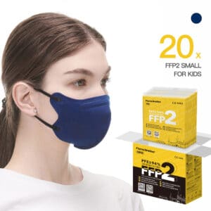 FlameBrother FFP2 Small Size Mask for Kids CE 1463 Certified FFP2 Respirator Masks 20pcs Dark Blue