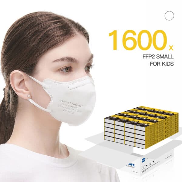 FlameBrother FFP2 Mini Size Face Masks for Kids CE 1463 Certified FFP2 Mask 1600pcs White