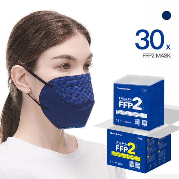 FlameBrother FFP2 Mask Blue CE 2797 Certified FFP2 Respirator Masks 30pcs Blue